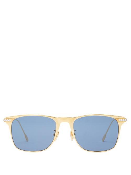 Matchesfashion.com Fred Eyewear - Force 10 D Frame Titanium Sunglasses - Mens - Gold