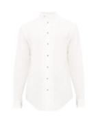 Matchesfashion.com Giorgio Armani - Monk Collar Cotton Shirt - Mens - White