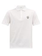 Matchesfashion.com Alexander Mcqueen - Zardozi Embroidered-skull Cotton-jersey Polo Shirt - Mens - White