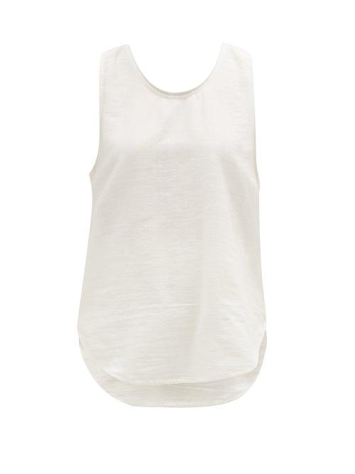 Matchesfashion.com Marrakshi Life - Scoop-hem Cotton-blend Jersey Tank Top - Womens - Ivory