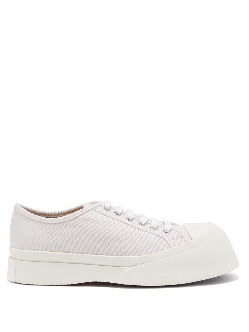 Matchesfashion.com Marni - Exaggerated Sole Low Top Canvas Trainers - Womens - White