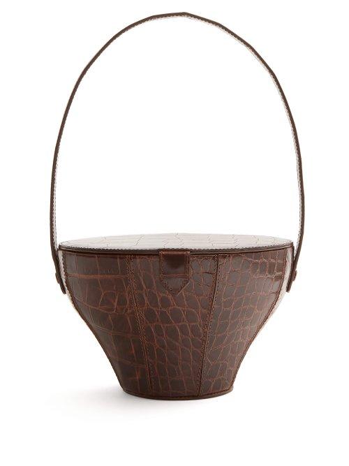 Matchesfashion.com Staud - Alice Crocodile Effect Leather Bag - Womens - Dark Brown