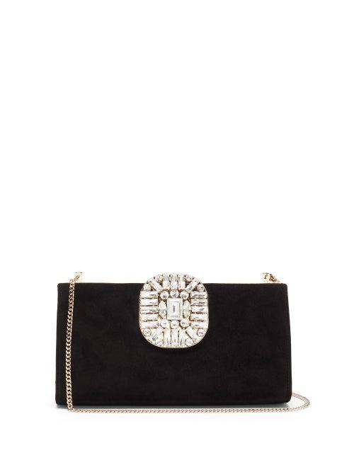 Matchesfashion.com Jimmy Choo - Leonis Crystal-embellished Suede Shoulder Bag - Womens - Black