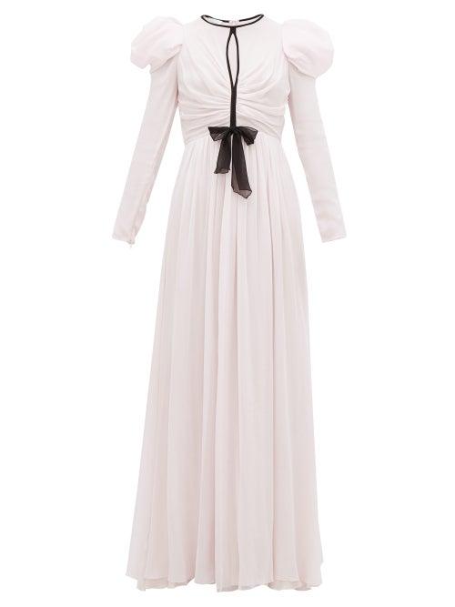 Matchesfashion.com Giambattista Valli - Puff Sleeve Silk Georgette Gown - Womens - Light Pink