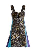 Matchesfashion.com Peter Pilotto - Contrast Panel Embroidered Jacquard Mini Dress - Womens - Navy Multi