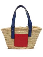 Matchesfashion.com Loewe - Small Logo Debossed Raffia Basket Bag - Womens - Cream Multi