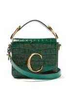 Matchesfashion.com Chlo - The C Mini Crocodile Effect Leather Cross Body Bag - Womens - Dark Green