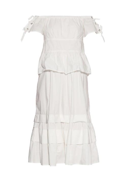 Rebecca Taylor Off-the-shoulder Stretch Cotton-blend Dress