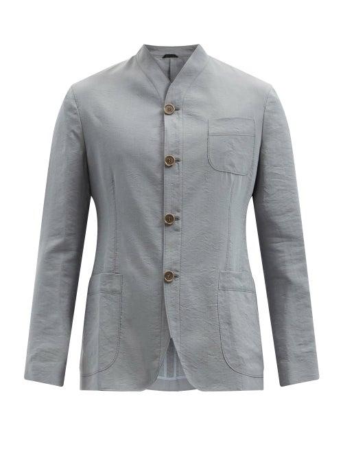 Matchesfashion.com Giorgio Armani - Patch-pocket Silk-blend Twill Blazer - Mens - Grey