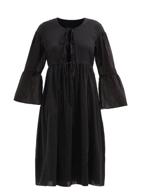 Loup Charmant - Minerva Round-neck Cotton-voile Midi Dress - Womens - Black