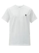 Matchesfashion.com Burberry - Parker Logo Embroidered Cotton Blend T Shirt - Mens - White