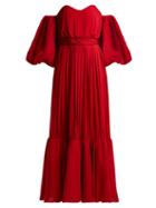 Matchesfashion.com Johanna Ortiz - Seora Maria Rosa Silk Georgette Gown - Womens - Red
