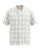 Gucci - Crinkled Check Twill Bowling Shirt - Mens - Grey Multi