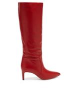 Matchesfashion.com Paris Texas - Crocodile-effect Heel Leather Knee-high Boots - Womens - Red