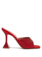 Matchesfashion.com Amina Muaddi - Lupita Crystal-embellished Mules - Womens - Red
