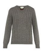 Matchesfashion.com Gucci - Gg Embroidered Wool Blend Sweater - Mens - Light Grey