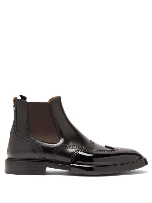 Matchesfashion.com Burberry - Joshua Panelled Brogue Chelsea Boots - Mens - Black