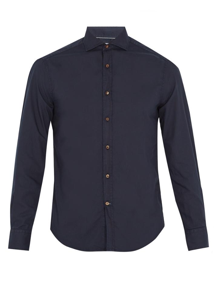 Brunello Cucinelli French-collar Single-cuff Cotton Shirt