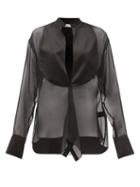 Maximilian - Midnight Keyhole Silk-chiffon Blouse - Womens - Black