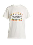 Matchesfashion.com Holiday Boileau - Logo Print Cotton T Shirt - Womens - Cream