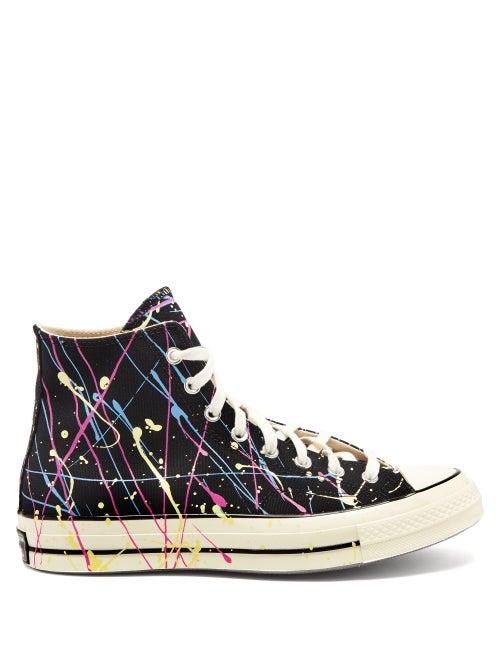 Mens Shoes Converse - Chuck 70 Paint-splatter Canvas High-top Trainers - Mens - Black Multi