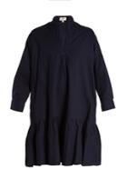 Wiggy Kit Nehru-collar Ruffled-hem Cotton-dobby Dress