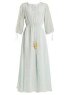 Matchesfashion.com Athena Procopiou - Spring Rainbow Waist Tie Silk Dress - Womens - Light Green
