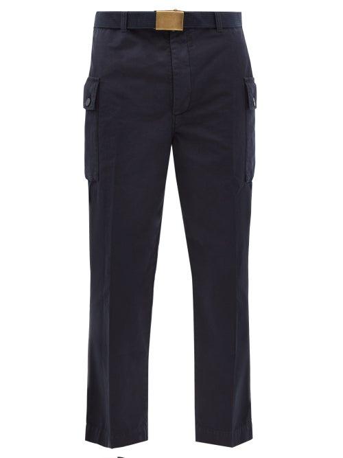 Mens Rtw Officine Gnrale - Maxence Belted Cotton Trousers - Mens - Navy