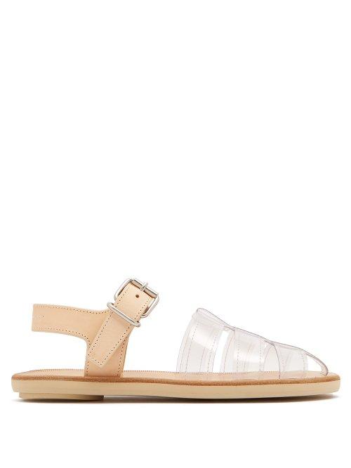 Matchesfashion.com Mm6 Maison Margiela - Perspex And Leather Cage Sandals - Womens - Tan