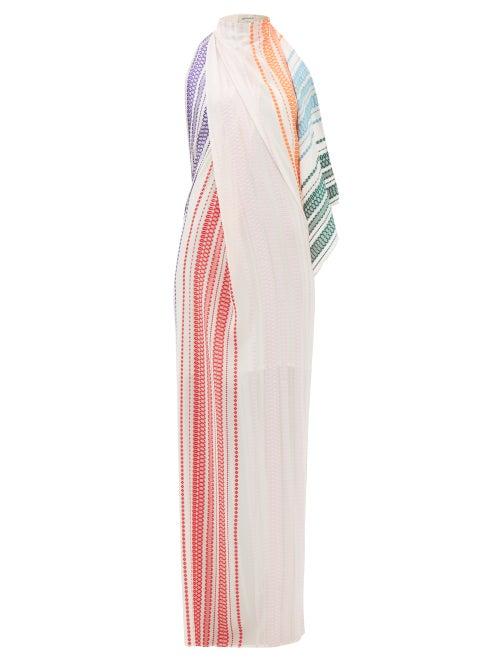 Zeus + Dione - Cyclamen Draped Backless Silk-blend Maxi Dress - Womens - Multi