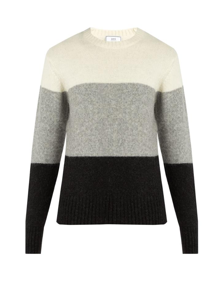 Ami Tri-colour Alpaca-blend Sweater