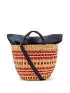 Matchesfashion.com Muu - Striped Woven Grass Basket Bag - Womens - Red Navy