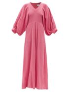 Matchesfashion.com Raey - Balloon-sleeve Cotton-cheesecloth Maxi Dress - Womens - Fuchsia
