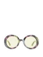 Matchesfashion.com Gucci - Round Frame Glitter Acetate Sunglasses - Womens - Black Multi