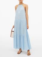 Matchesfashion.com Cult Gaia - Linda Ruched Cotton Blend Maxi Dress - Womens - Blue