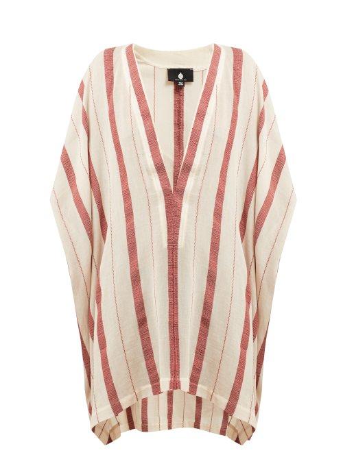 Matchesfashion.com Su - Buka Striped Cotton Gauze Kaftan - Womens - Red Stripe