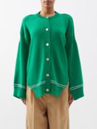 Marni - Oversized Logo-intarsia Cotton Cardigan - Womens - Green