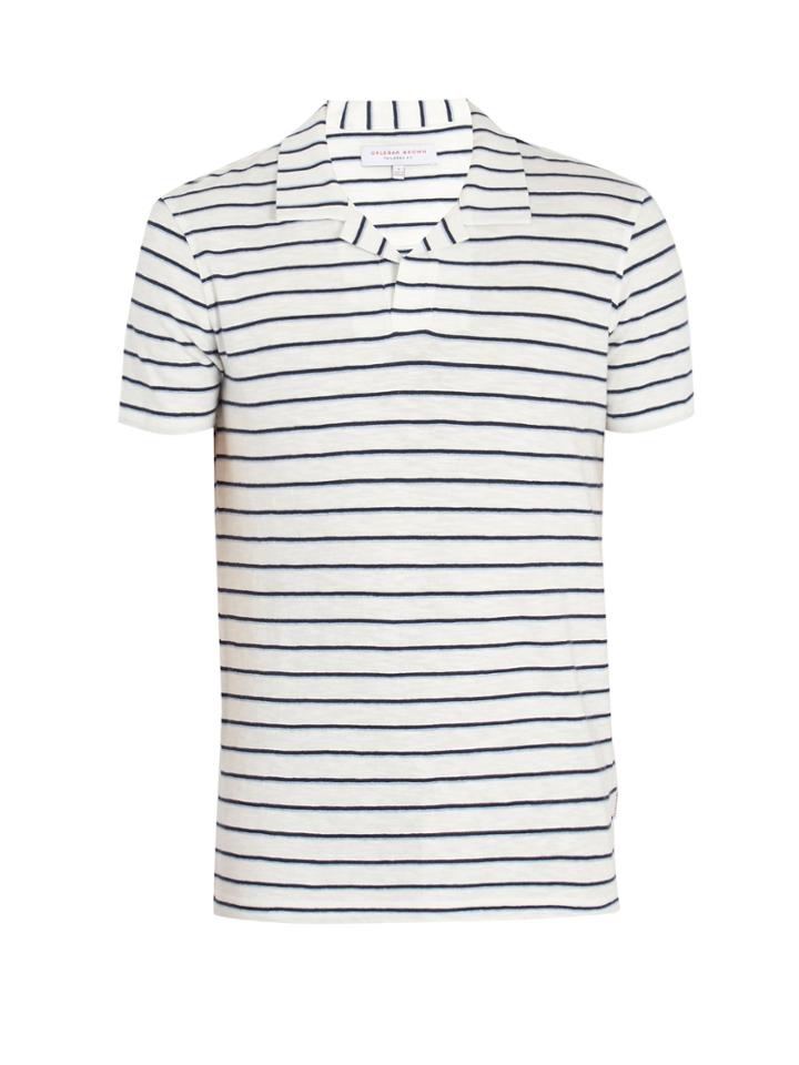 Orlebar Brown Felix Striped Cotton Polo Shirt