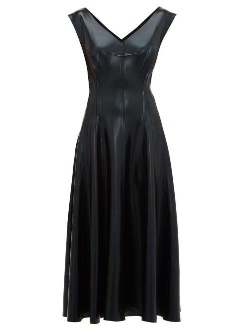Matchesfashion.com Norma Kamali - Grace Reversible Faux Leather Midi Dress - Womens - Black