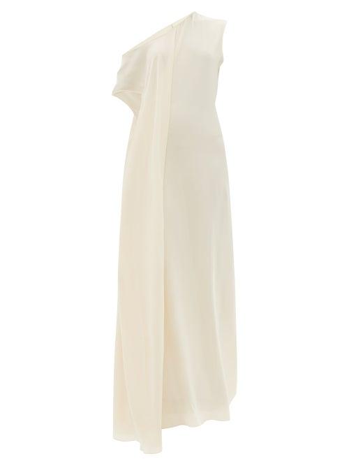 Ladies Rtw Petar Petrov - Aman Asymmetric Silk-crepe Dress - Womens - Ivory