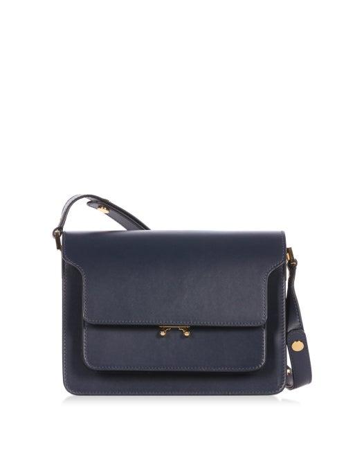 Ladies Bags Marni - Trunk Medium Leather Shoulder Bag - Womens - Navy
