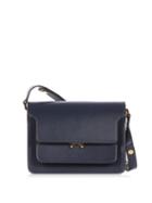 Ladies Bags Marni - Trunk Medium Leather Shoulder Bag - Womens - Navy