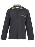 Cobra S.c. Contrast Leopard-jacquard Panelled Silk Shirt