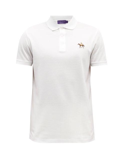 Ralph Lauren Purple Label - Logo-embroidered Cotton-piqu Polo Shirt - Mens - White