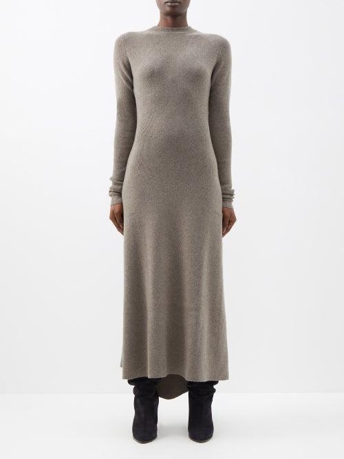 Raey - Responsible Cashmere-blend Ribbed Fishtail Dress - Womens - Grey