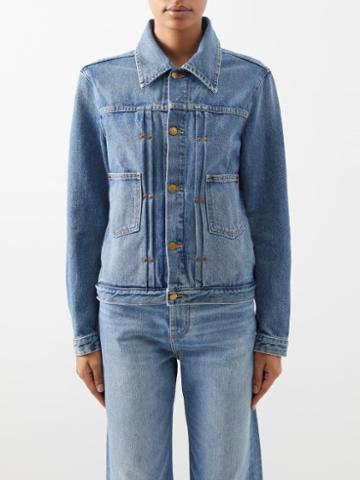 B Sides - Cecil Cropped Denim Jacket - Womens - Mid Denim