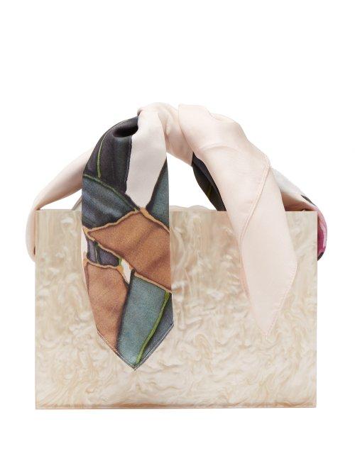 Matchesfashion.com Montunas - Guaria Scarf Handle Acrylic Box Bag - Womens - White Multi