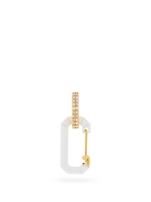 Matchesfashion.com Era - Chiara Diamond & 18kt Gold Single Hoop Earring - Womens - White