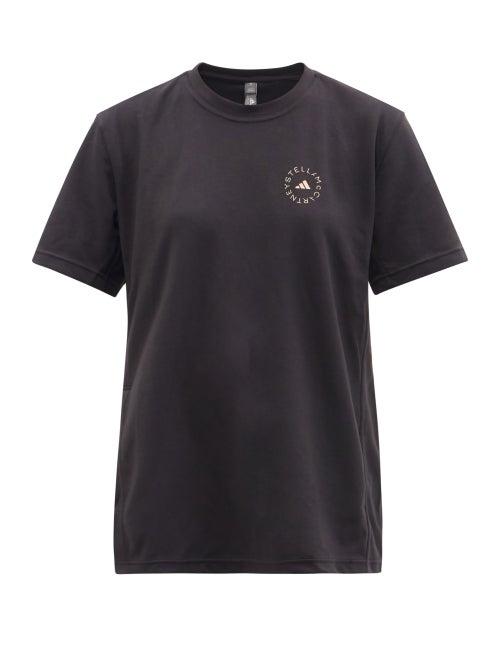 Adidas By Stella Mccartney - Oversized Logo-print Cotton-blend T-shirt - Womens - Black