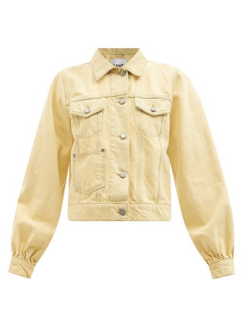 Ganni - Balloon-sleeve Denim Jacket - Womens - Yellow
